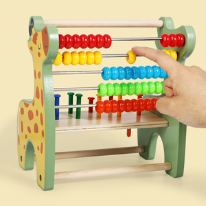 Jouet Mathématique 2-en-1 pour Enfants : Abaque en Bois Coloré Arc-en-ciel avec Perles Rondes en Forme de Cerf Mignon et Marteau de Comptage - Product Image 2