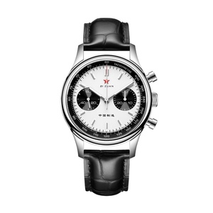 40mm Panda Mens 1963 Chronograph Mechanical Luxury Leather Strap Sapphire Pilot <b>Watch</b> with St1901 Movement - Product Image 1