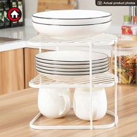 Étagère multifonctionnelle en fil métallique à 3 niveaux, organisateur de garde-manger, organisateur d'assiettes pour armoire de cuisine, support de comptoir