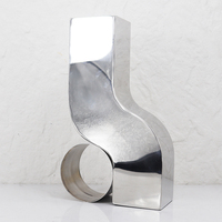 Vase de table rond moderne en métal argenté, étanche, pour décoration intérieure, mariage, vente directe d'usine en gros
