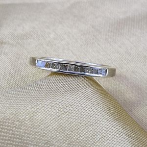 Jewelspaark Princess Cut Diamond <b>Ring</b> 0.32 Cttw 925 Sterling Silver Engagement Band For Women - Product Image 2