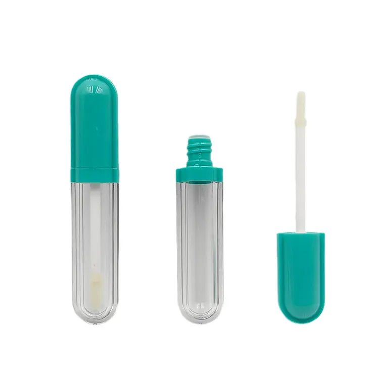 Yeni kapsül şekli özel yuvarlak şişe dudak parlatıcısı 5ml plastik kozmetik konteyner tüp toptan dudak parlatıcısı boş ruj tüpleri
