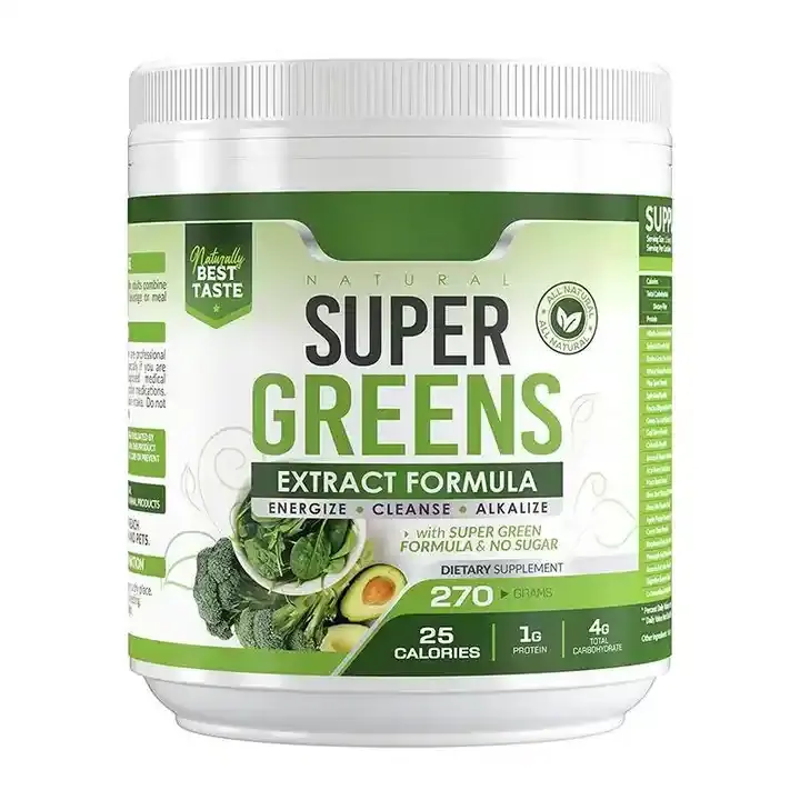 OEM greens pha trộn Superfood siêu greens bột với Spirulina Chlorella củ cải gốc bột tiêu hóa Enzyme Probiotics