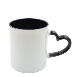 Bán buôn colourful hình trái tim xử lý Trắng trống <span class=keywords><strong>Mug</strong></span> thăng hoa 11oz màu bên trong Cốc gốm - Product Image 4