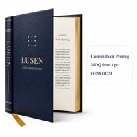 Stampa Personalizzata di Libri OEM ODM, Basso MOQ da 1 Pezzo, Libro con Copertina Rigida in Pelle PU Blu Navy 6 X 9 Pollici con Lamina Dorata