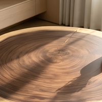 Table à manger en bois massif de forme irrégulière, style nordique, minimaliste moderne, table en bois naturel pour villa, salon/salle à manger