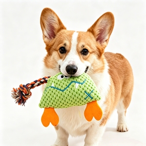 Corduroy Squeaky Dog Chew Toys, Interactive Plush Tug Toy for Small & Medium Dogs - Product Image 1
