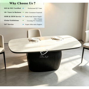 <span class=keywords><strong>Table</strong></span> à manger ovale minimaliste OKAY Furniture, piétement noir, style contemporain, vente en gros d'usine - Product Image 1