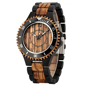 Nieuwe Aankomst Groothandel Natuurlijk Handgemaakt Hout Horloge Japan Quartz Lichtgevende Mannen Houten Horloge Montres En Bois