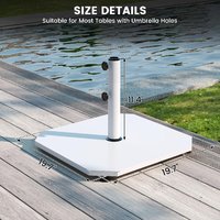 Base de parasol en métal JH-Mech 40 lbs, blanche, avec deux boutons de serrage et pieds antidérapants, base de parasol carrée en acier