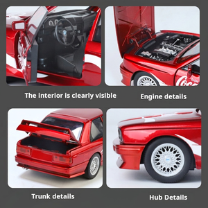 Modellino Auto Classica Rossa in Scala 1/24 in Lega Pressofusa con Fari a Scomparsa, 4 Porte Apribili, Funzione Pull-Back ed Effetti Sonori e Luminosi - Product Image 6