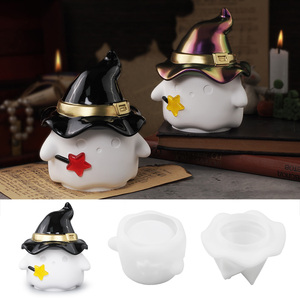 Caratte Halloween cốc cốc Silicone khuôn với nắp dễ thương ma lưu trữ Jar khuôn cho nhựa xi măng thạch cao - Product Image 6