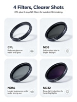 Action 5A Compatible 4-in-1 DSLR Camera Lens Filter Kit UV ND CPL Filters Square 55mm Glass Material Waterproof Aluminum Frame