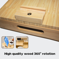 Plateau de canapé réglable en bois avec tiroir et support pour téléphone pour le rangement sur l'accoudoir du canapé et table à collation