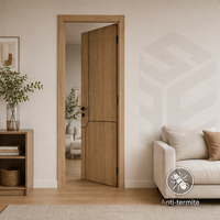 Porte en WPC haut de gamme gravée avec motif linéaire, design artistique à rainures noires délicates, personnalisable pour la décoration d'appartements et de villas, certifiée ISO