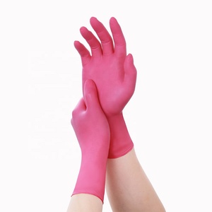 Gants d'examen jetables en nitrile texturés 3 mil, imperméables, rose vif, sans poudre, pour infirmières hospitalières et usage dentaire - Product Image 3