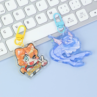 Porte-clés pendentif créatif en acrylique de haute qualité avec impression UV, motif anime dégradé et effet vague d'eau, idéal pour la saison des diplômes - Vente en gros