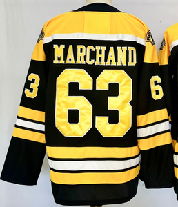 Vente en gros de maillots de hockey sur glace de haute qualité Boston 88 Pastrnak 63 MARCHAND, uniformes cousus, maillots personnalisés brodés avec logo - Product Image 3