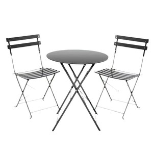 Wholesale Wrought Iron <strong>Bistro</strong> <strong>Set</strong> 3 Pieces Folding Outdoor Dining <strong>Set</strong> Weather Resistant Metal Garden Furniture for Cafe Hotel - Product Image 2