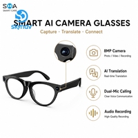 Lunettes Intelligentes IA avec Appel Double Micro, Contrôle Musical, Caméra 8MP, Enregistrement Vidéo et Stockage Intégré de 8 Go