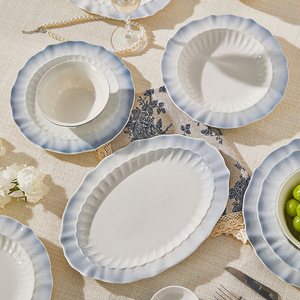 Nuovo Set di Stoviglie in Ceramica Sottosmalto 2026, Stile Nordico, Adatto al Microonde, <span class=keywords><strong>Piatti</strong></span> e Ciotole <span class=keywords><strong>Blu</strong></span> per Casa e Hotel - Product Image 4