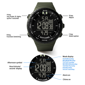 Montres <span class=keywords><strong>pour</strong></span> hommes <span class=keywords><strong>de</strong></span> haute qualité en gros, grandes montres numériques, résistantes à l'eau 50 bars, avec affichage LED <span class=keywords><strong>de</strong></span> la date, alarmes et chronographes - Product Image 6