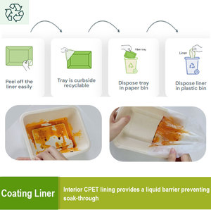 Barquette alimentaire personnalisée en bagasse thermoscellable à 2/3 compartiments, emballage alimentaire jetable biodégradable en bagasse de canne à sucre pour repas prêts à consommer - Product Image 2