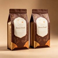 Pochette à fond plat personnalisée avec fermeture éclair, emballage résistant à l'humidité et à la lumière pour les granulés secs de furets, aliments pour petits animaux de compagnie, stockage d'aliments