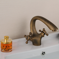 Mitigeur de lavabo artistique antique, robinets en laiton à double poignée