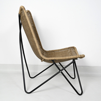 Fauteuil lounge ergonomique incurvé en tissu, avec base croisée stable en métal, pour jardin ou salon, chaise individuelle