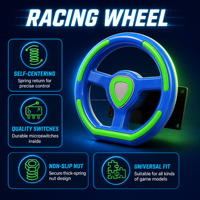 Volant de simulateur de course d'arcade pour enfants, kit de jeu vidéo à monnayeur Crazy Car Switch bleu pour centre de jeux
