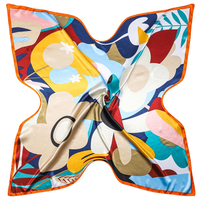 Écharpe carrée en satin de soie 100% à impression numérique personnalisée longue longueur avec motif brodé à rayures pour l'été et l'automne