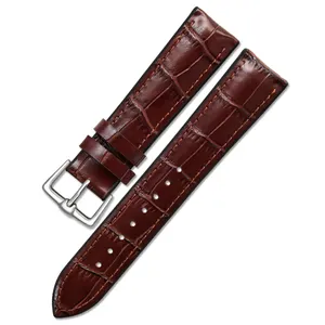 Hoogwaardige Handgemaakte Bovenste Gladde Duitse Echt Lederen Siliconen (Onder) Comfort Flexibiliteit Sport Stijl Horlogeband