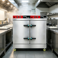Cuiseur à riz professionnel électrique à double porte en acier inoxydable 24 plateaux avec minuterie intelligente, contrôle de la température et nettoyage facile pour usage commercial