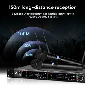 AD4D-2 2 Channel UHF Wireless <b>Microphone</b> for Stage Performance Karaoke Church and Events - Product Image 3