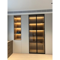 Armoire murale sans poignée sur mesure, style moderne minimaliste, placard intégré pour chambre à coucher