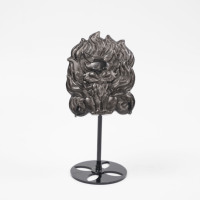 Vente en gros : Sculpture de renard à neuf queues en obsidienne argentée naturelle avec support, statue Kitsune sculptée à la main, guérison Reiki, décoration intérieure