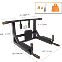 Support d'exercice à domicile-Tube en acier mural et barre de traction et de traction en mousse avec finition noire durable pour une utilisation en salle de sport en intérieur