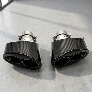 Puntas de escape ligeras de fibra de carbono real para Audi A3 A4 A5 A6 A7, diseño ovalado grande de salida cuádruple, resistentes al calor - Product Image 5