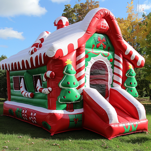 Castillo Inflable Navideño para Fiestas, Casa Inflable Naranja con Soplador, Brincolín Inflable Comercial - Product Image 5