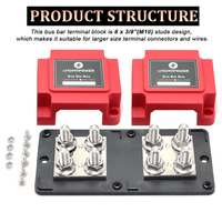 48V DC 400A Module robuste 8x 3/8 "M10 Stud Terminal Bloc de distribution de batterie BusBar Box Car Audio Power Distribution Block