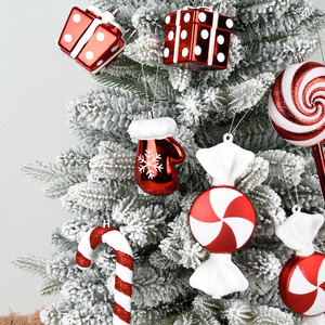 Décorations de Noël suspendues, ornements en forme de sucettes, ornements en forme de bonbons de Noël, gros ornements en forme de bonbons de Noël scintillants à suspendre pour l'arbre - Product Image 4