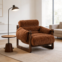 Fauteuil simple de luxe vintage rétro inclinable pour la sieste, mobilier de maison en bois pour balcon et salon