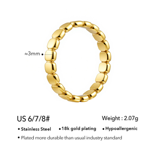 Vente en gros de mode, <span class=keywords><strong>bague</strong></span> géométrique <span class=keywords><strong>plate</strong></span> <span class=keywords><strong>ronde</strong></span> en acier inoxydable plaqué or 18 carats, étanche, pour femmes, bijoux fins, cadeau R254589 - Product Image 3