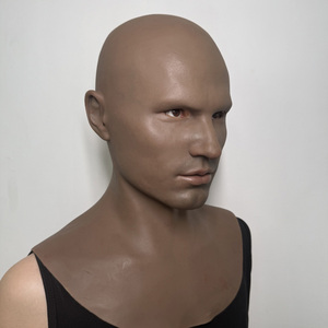 Máscara de Cosplay Realista de Silicone para Cabeça Inteira, Tom de Pele Africana, Máscara de Halloween de Rosto Humano, Acessório de Filme de Homem Jovem Careca - Product Image 3