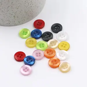 resin pearlescent solid color button shirt for men and women four eyes cuff collar button