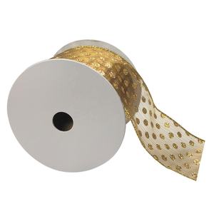 ริบบิ้นตกแต่งลายจุดวิบวับสำหรับเทศกาลคริสต์มาส ขนาด 2.5x5 นิ้ว ผลิตจากโพลีเอสเตอร์ 100% ประดับด้วยเลื่อม สวยงาม เหมาะสำหรับตกแต่งงานเฉลิมฉลอง - Product Image 5