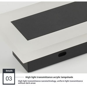 ไฟพลังงานแสงอาทิตย์72W โคมไฟ LED ติดผนังกลางแจ้งสำหรับสวนวิลล่าเปลือกอลูมิเนียม IP65 2000มม. กันน้ำแถบสี่เหลี่ยมโพลีคาร์บอเนตดิฟฟิวเซอร์ - Product Image 2