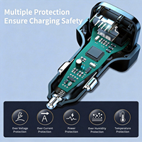 Cargador de Coche Rápido GXY con Doble Puerto USB-C PD, 12-24V, Indicador LED de Voltaje, Ajuste Universal, Cable Retráctil Portátil