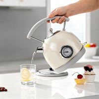 Bouilloire électrique rétro avec indicateur de température, chauffe-eau domestique avec mode maintien au chaud et fonction d'arrêt automatique de sécurité